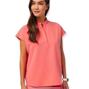 FIGS Limited Edition Hot Coral Oversized Rafaela Scrub Top Large